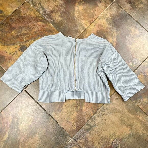 Cabi Fair Play Ribbed Blue Reversible Knit Sweater Large - Picture 12 of 13